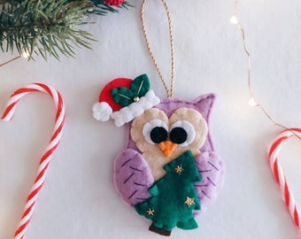 Felt Christmas ornament; Felt Owl ornament; Christmas Owl ornament; Handmade Ornament; Christmas gift; Felt ornament; Stocking stuffers.