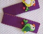 Parrot bookmark, Felt book marker, Handmade, Bookworm gift, School accessories, Teacher gift, Children gift, Feltie, Purple 