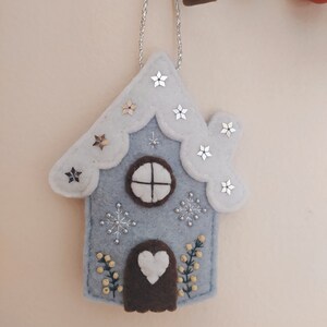 Winter witch cottage decor, Felt ornament, Handmade, Country house decor, Yule, Winter solstice ornament. image 2