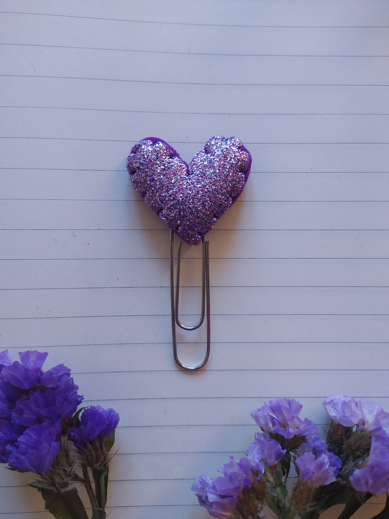 Glitter Heart Clip, Planner Clip, bookmark, Kids Party favor bag, Stationery, Placeholder, Gift for teachers, Stocking Stuffers, Mother's Day image 3