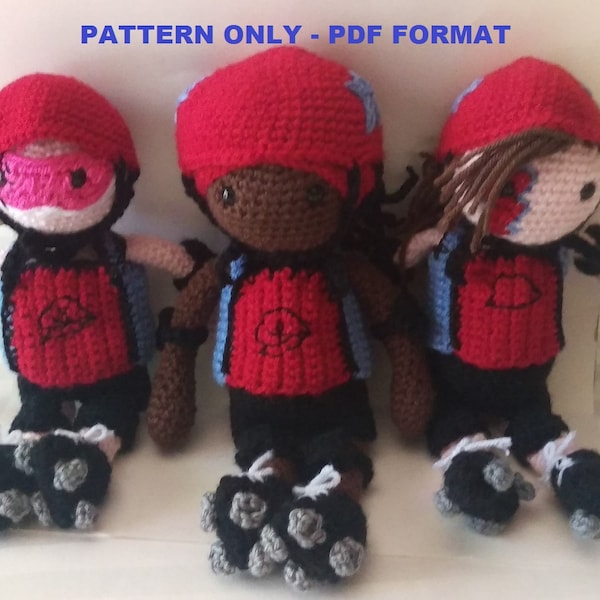 Instant Download - Roller Derby Doll - Crochet Pattern in PDF Format