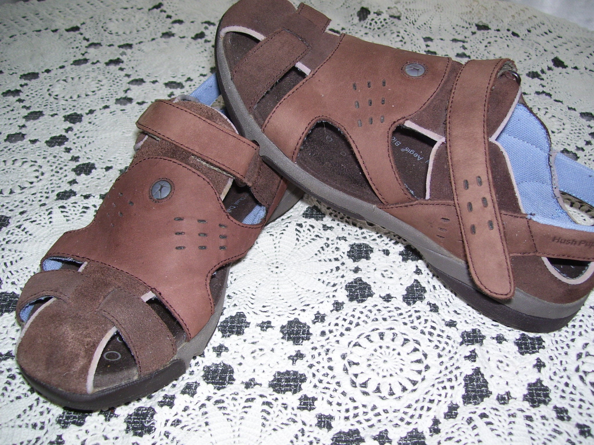HUSH PUPPIES MENS LEATHER SANDALS SLIPPERS BROWN SHOES SIZE 6 CASUAL BOMBER  | eBay