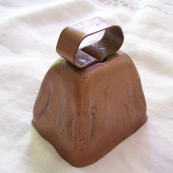 Metal Cow Bell Copper Tone 2.25x2.75x3.25 inches