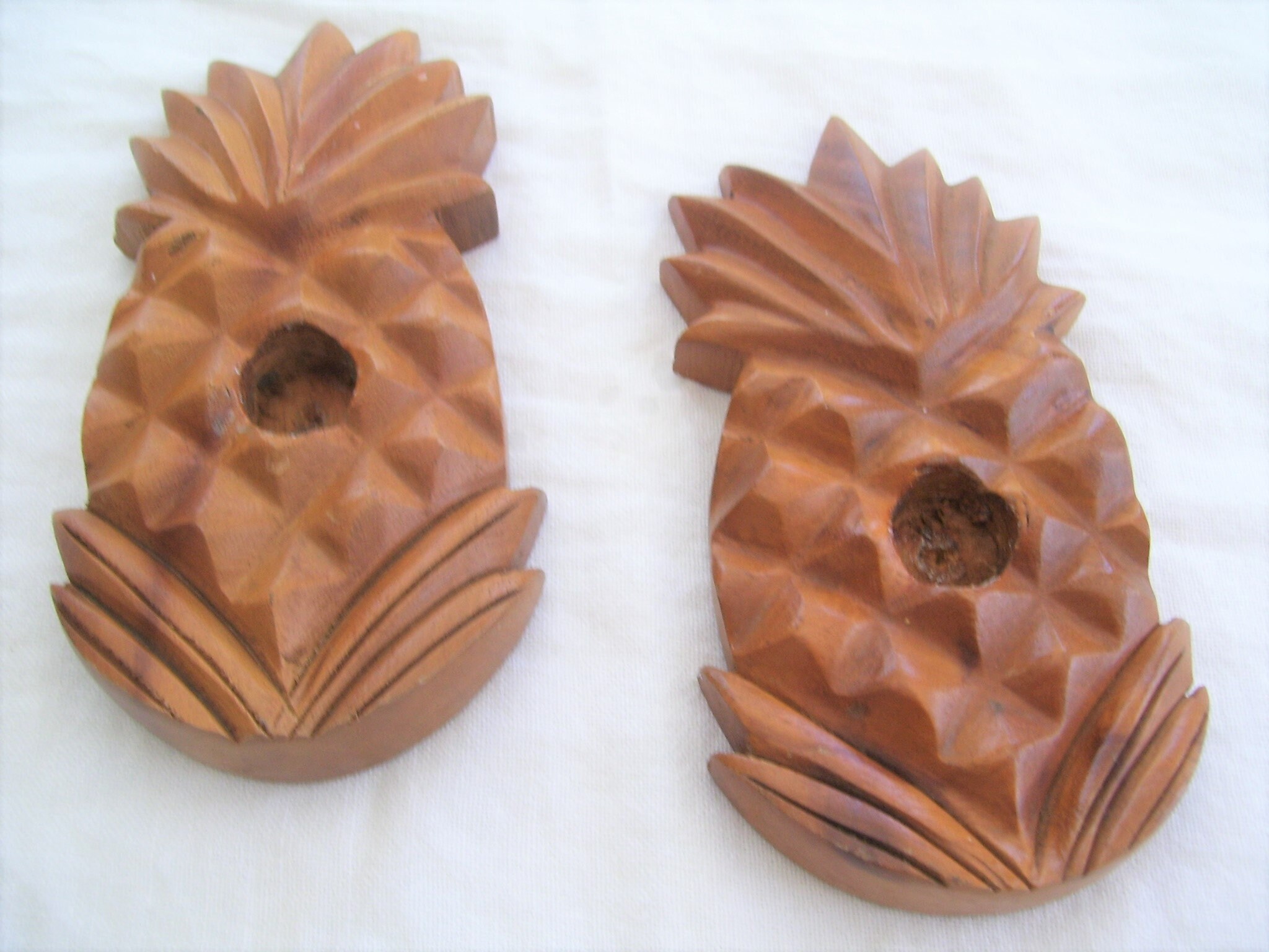 Carved Wood Pineapple Candle Holders Pair Hawaii Vintage Etsy Singapore