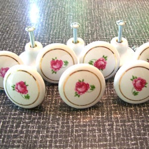 12 Floral Ceramic Drawer Pulls Ceramic Drawer Knobs 1.5 inches  Vintage