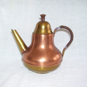 Holland Plated Brass and Copper Tea Kettle Small 20 oz Vintage