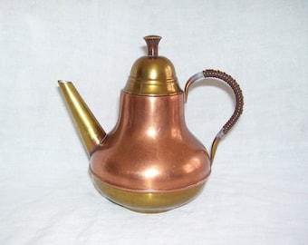 Holland Plated Brass and Copper Tea Kettle Small 20 oz Vintage