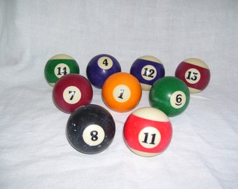 Lot of 9 Pool Balls Billiards Balls Vintage