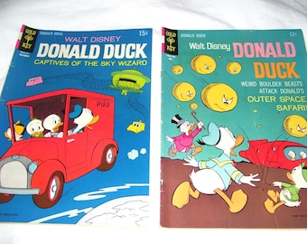 Walt Disney Comics Donald Duck Outer Space Safari and Captives of the Wizard Sky 1960s Vintage