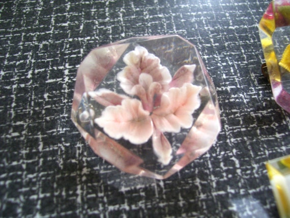 3 Bircraft Lucite Brooches Lucite Pins Embedded F… - image 2