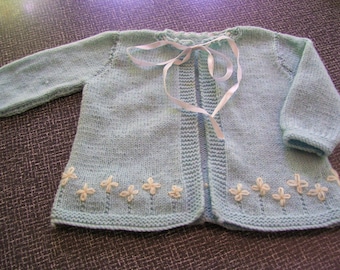 Handknit Baby Sweater Infant Sweater Pale Blue