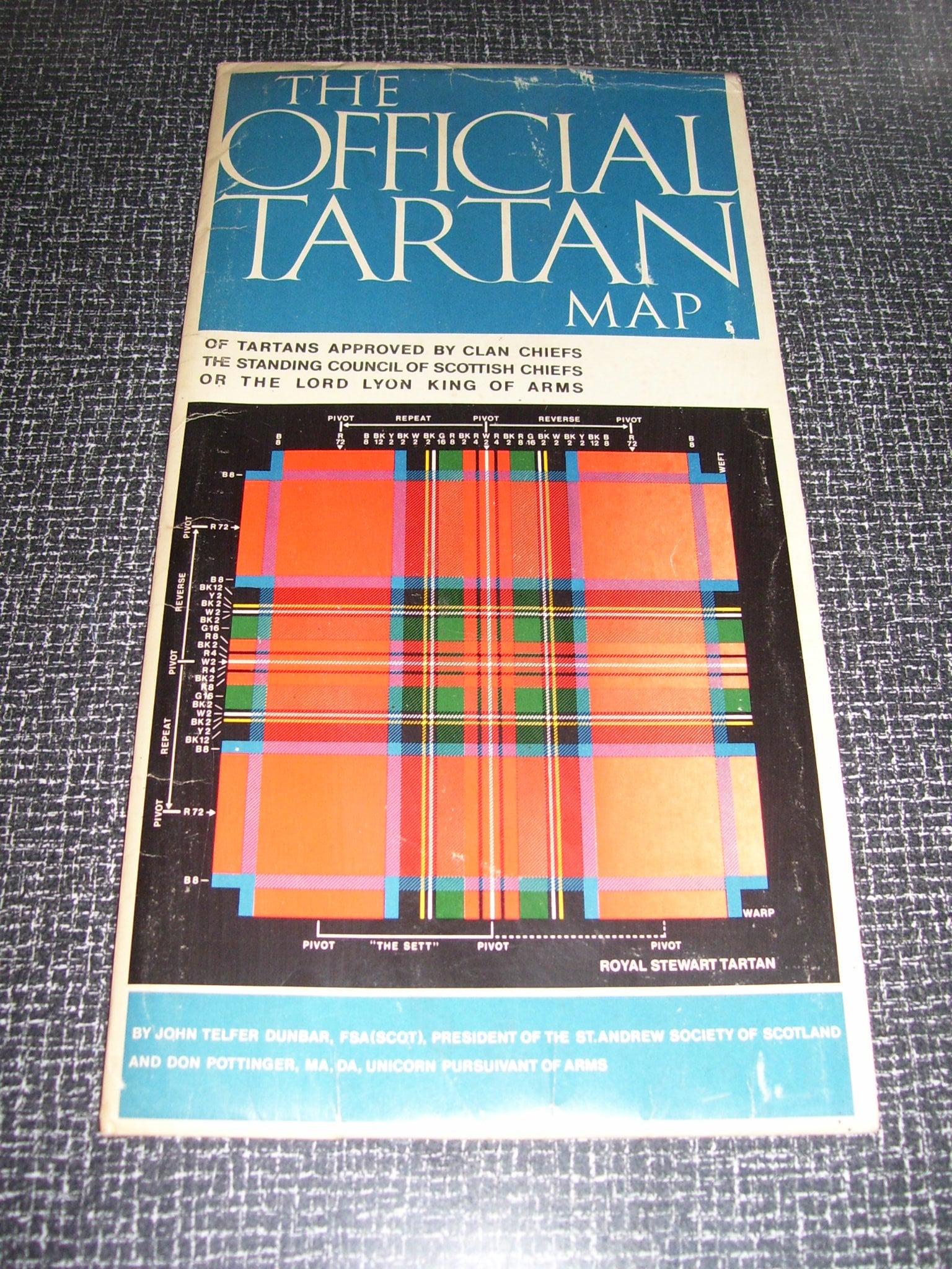 The Official Tartan Map by John Telfer Dunbar Scottish Tartan 1976 34.75x48