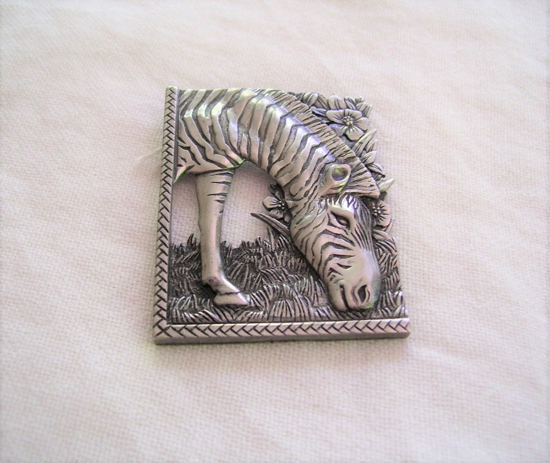 JJ Zebra Brooch Zebra Pin Jonette Jewelry Animal Pin 1.75x2.25 Inches ...