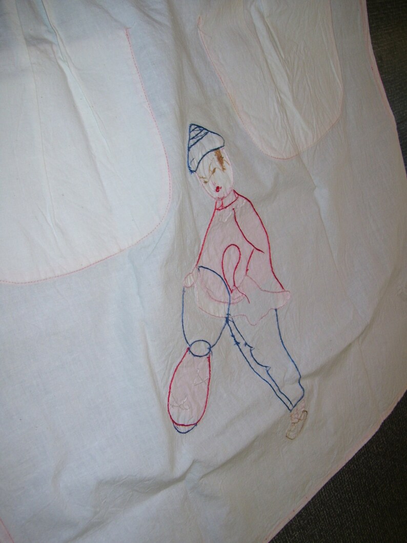 Muslin Apron Appliqued Apron Asian Apron Handmade Apron Vintage