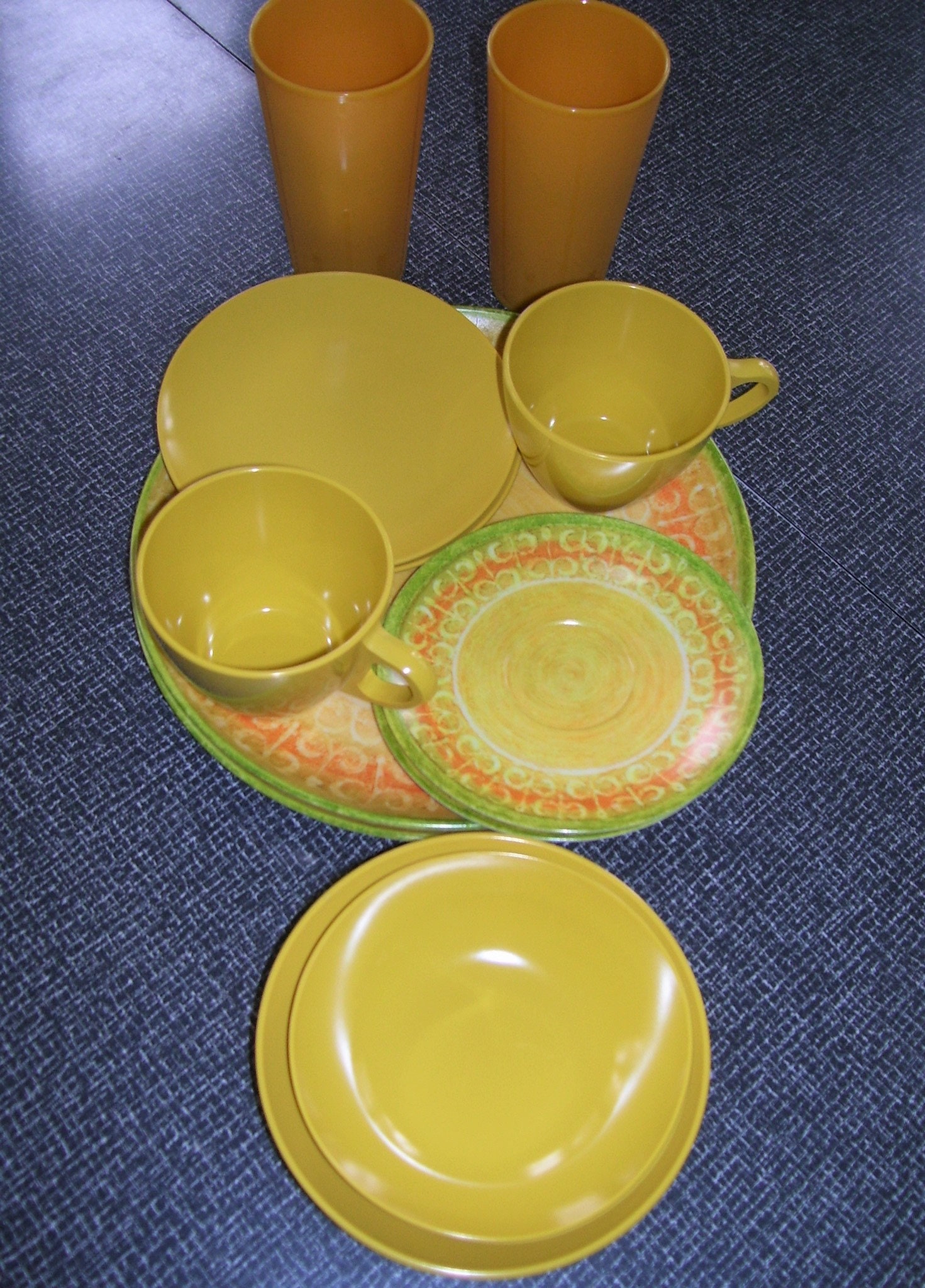 NOS Melmac Dishes for 2 Brookpark Melamine Yellow Green Etsy