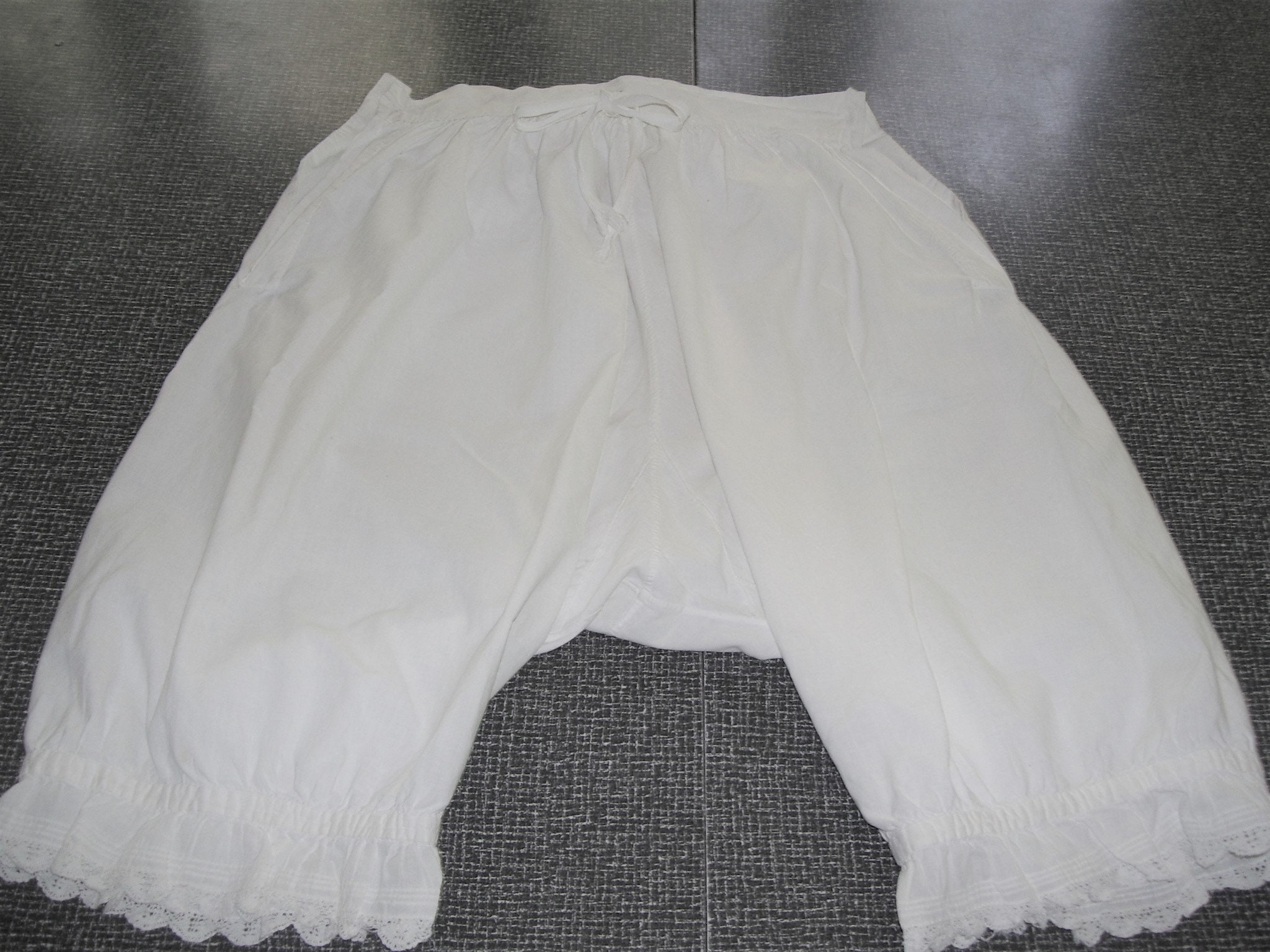 XS White Cotton Bloomers Button and Ribbon Closure Vintage