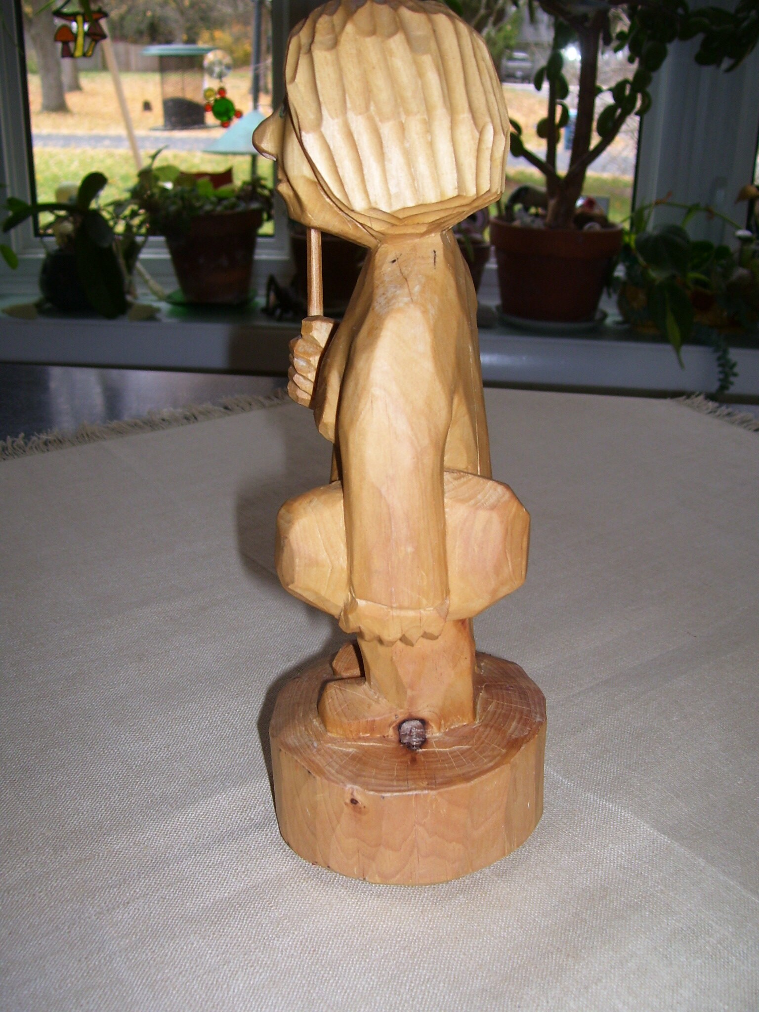 ヴィンテージ【FOLK ART】フォークアート 木製オブジェ「THINKMAN」 VTG Hand Carved Wood Statue African Haitian TRIBAL 12