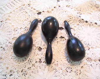 Wood Darning Egg 5.75 inch Painted Black Vintage