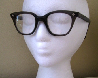 Vintage Eyeglass Frames Aden Safety Eyeglasses EXCELLENT Dark Gray/Black Glasses Men or Women
