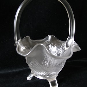 Fenton Bride&#39;s Basket Grapes Basket Fenton Satin Glass Basket 8 inches 1980s Vintage