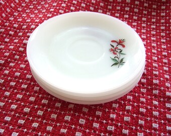 4 Fire King Honeysuckle Saucers Vintage