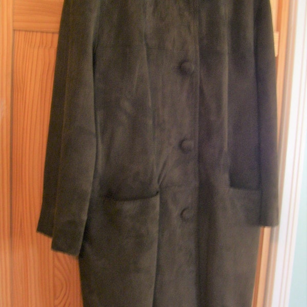 Vintage Latte Faux Suede & Fur Coat