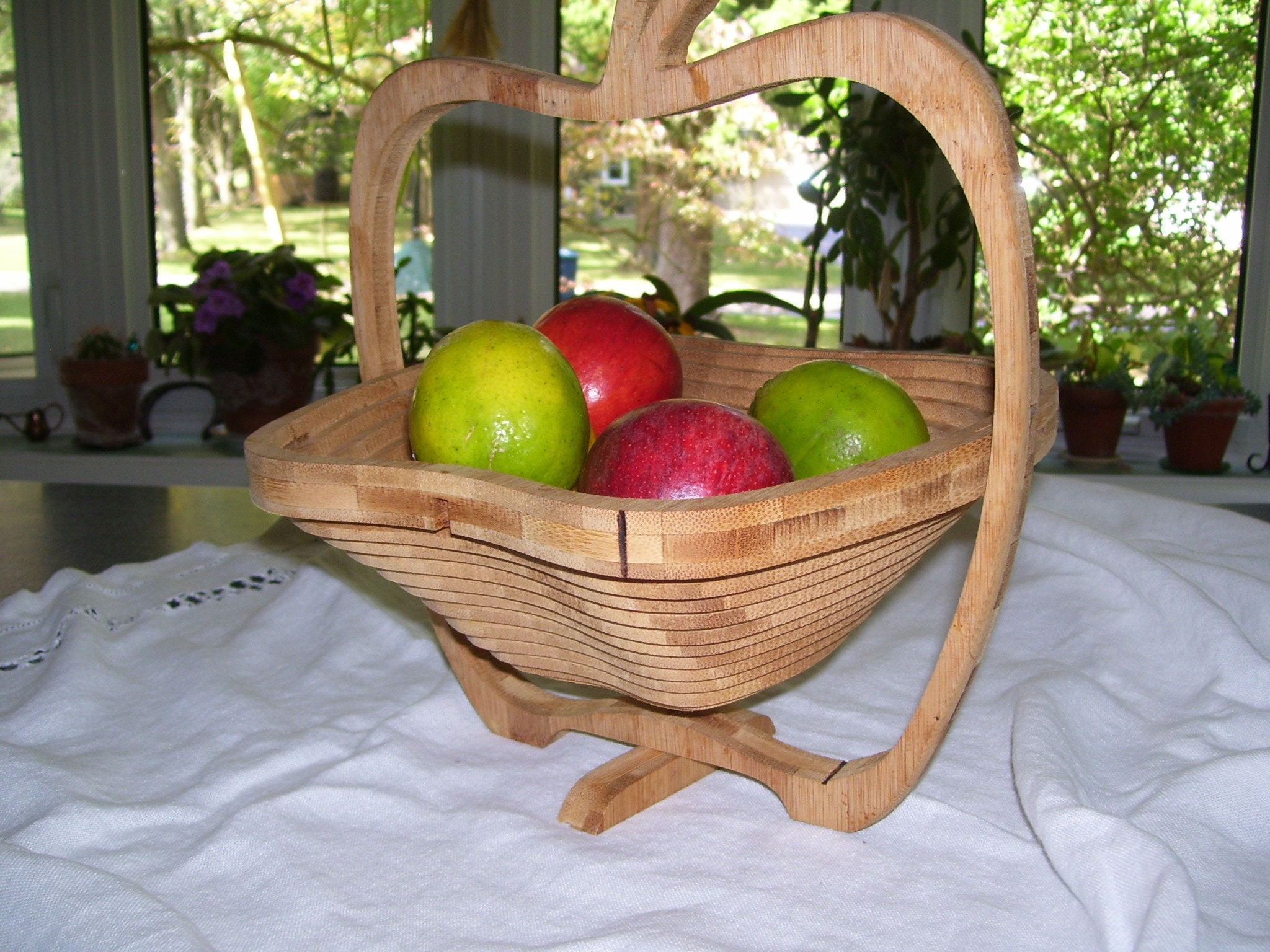 Expanding Wood Apple Basket Fruit Basket Vintage Etsy