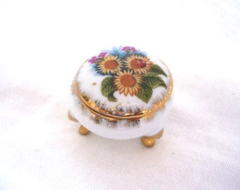 Sunflower Floral Ring Box Trinket Box Japan 1.5x1.75 inches Vintage