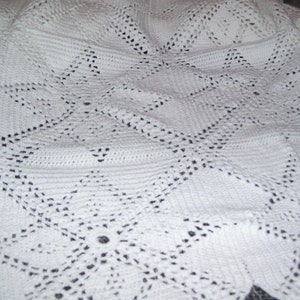 Crocheted Bedspread Throw White 68x80 Vintage