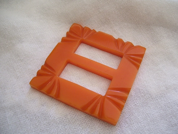 Butterscotch Bakelite Belt Buckle Scarf Buckle 2.25x2.25 Inches