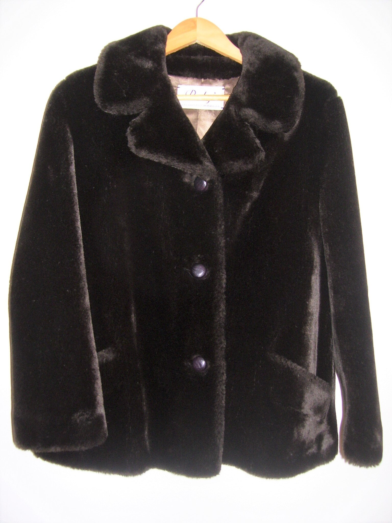 Russel Taylor Faux Fur Coat Dark Brown Short Womens Sz 10 12