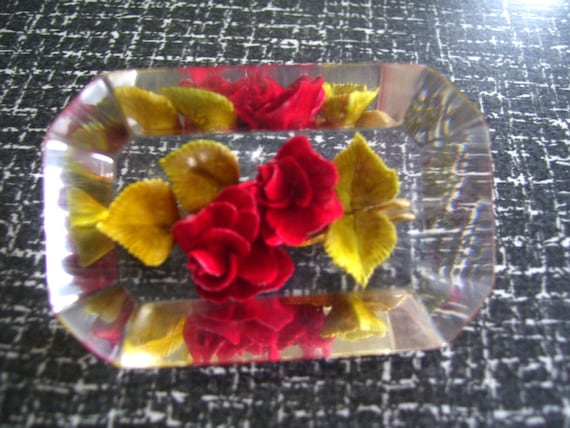 3 Bircraft Lucite Brooches Lucite Pins Embedded F… - image 3