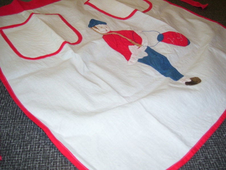 Muslin Apron Appliqued Apron Asian Apron Handmade Apron Vintage