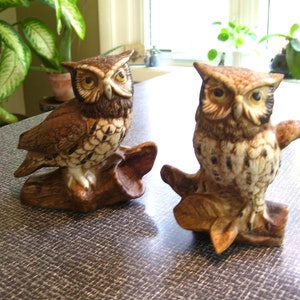 Pair Homco Owl Figurines Ceramic #1114 5 inches Vintage