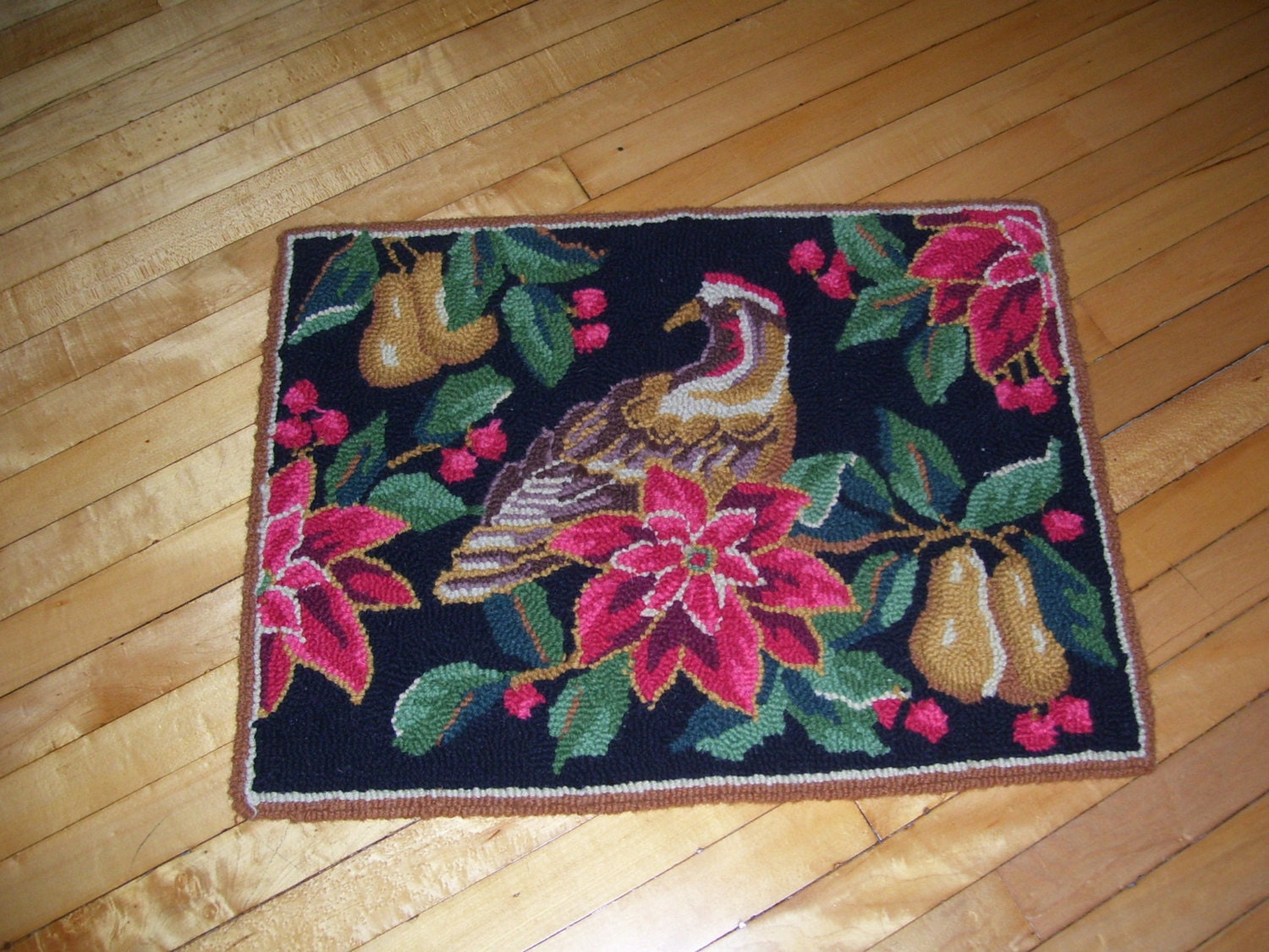 Christmas Hooked Rug Hand Hooked Rug Christmas Rug 20x26 Etsy