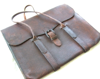 Leather Messenger Leather Briefcase 12.5x15.5 inches Vintage