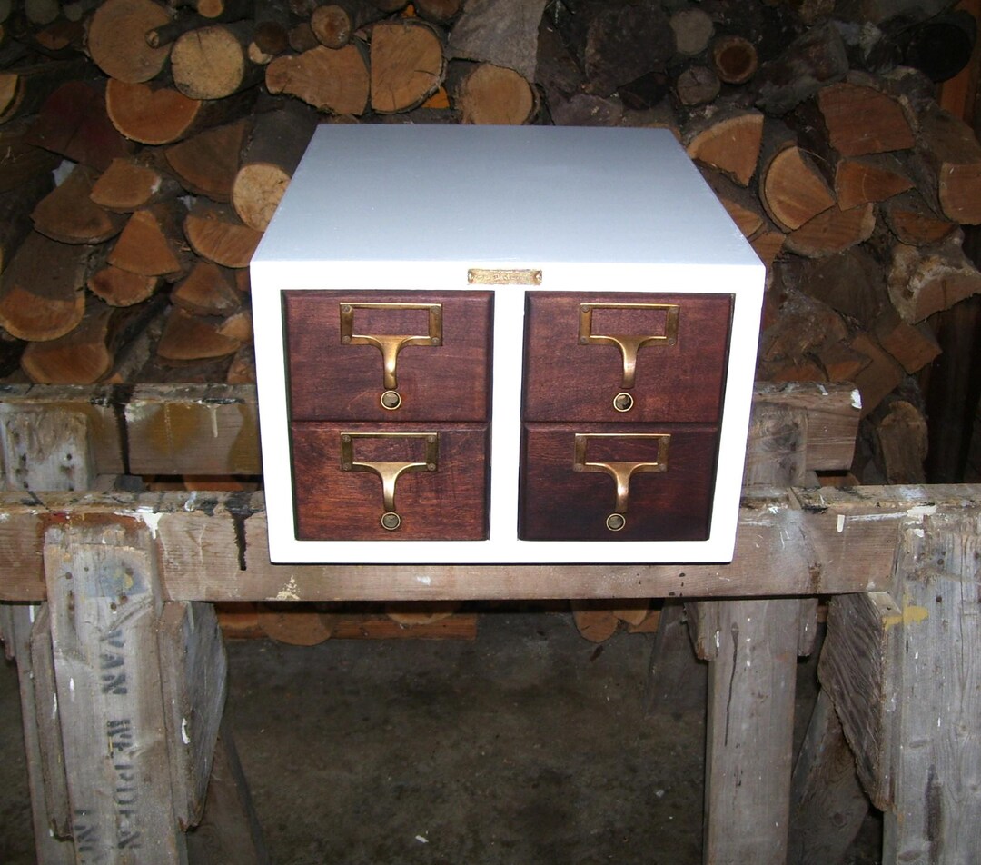 Tabletop 4 Drawer Card Catalog 4 Drawer Storage Brodart Vintage Etsy