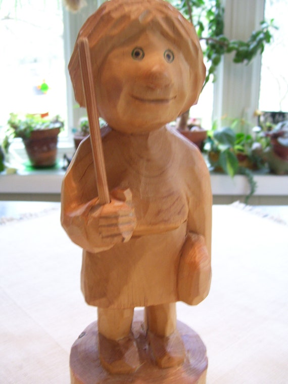 M Hietanen Carved Man Figure Finland Folk Art Wood