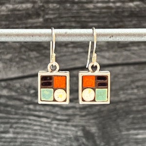 Mosaic Square earrings, mid-century modern earrings, mosaic jewelry, Moroccan tile
