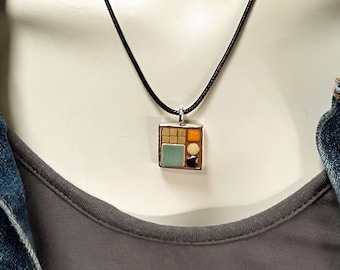 Mid-Century Modern Pendant, Mosaic Jewelry, Mosaic Pendant