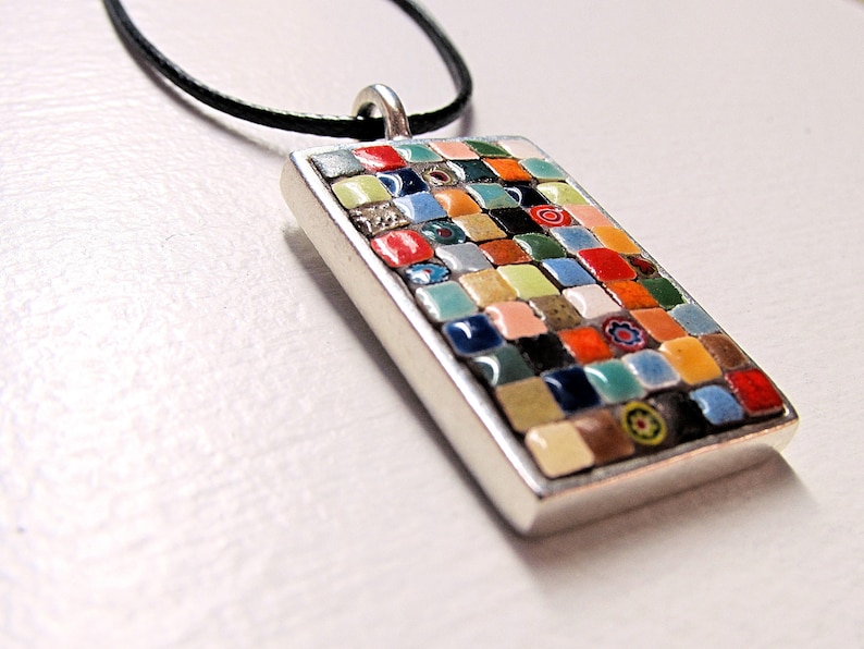 Mosaic Pendant Mosaic Necklace Mosaic Jewelry Moroccan Etsy