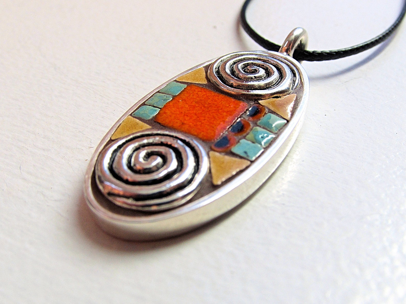Mosaic Pendant Mosaic Jewelry Mosaic Art Mosaic Necklace Etsy