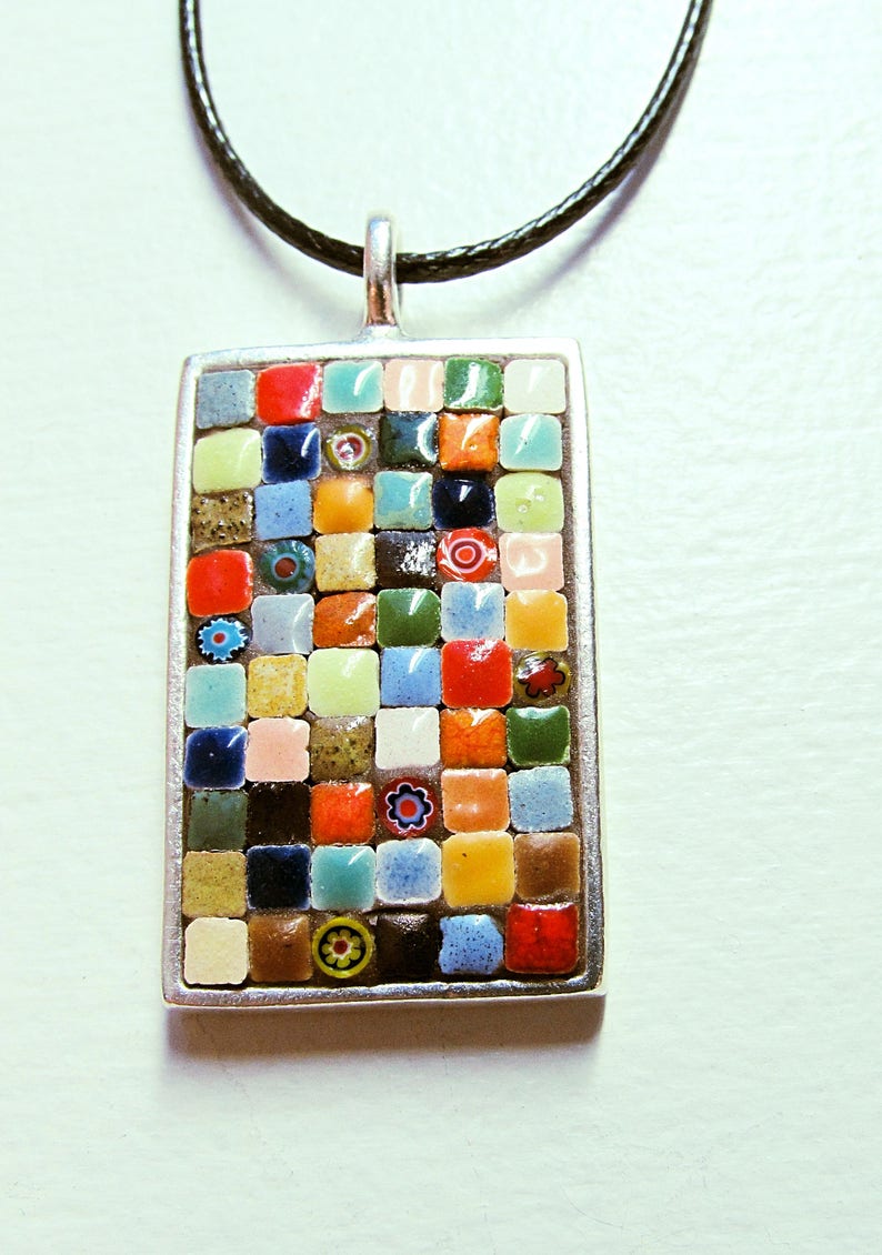 Mosaic Pendant Mosaic Necklace Mosaic Jewelry Moroccan Etsy
