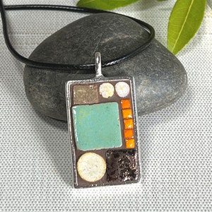 Mid Century Modern Mosaic Pendant, Mosaic Jewelry