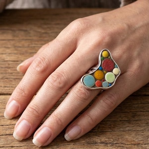Mosaic Ring, Organic Ring, Statement Ring, Amorphous ring, Mosaic Jewelry