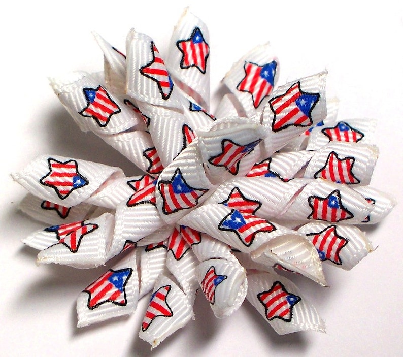 dog bows in Patriotic theme ribbons Dog hair accessories Star Barrette Stars