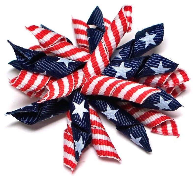 patriotic barrette Stars N Stripes dog bows in Patriotic ribbons dog hair accessory