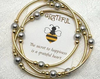 Grateful Pearl 6mm Gray Pearls:14k Gold Filled—Set of 3