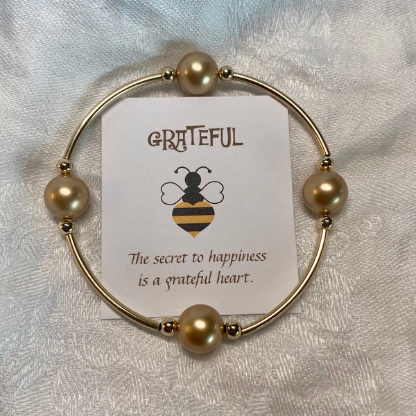 Gold Grateful Pearl Bracelet—Vintage Gold Pearls/14k Gold Filled