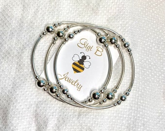 Sterling Silver Ball Bead Stack 8-8-6